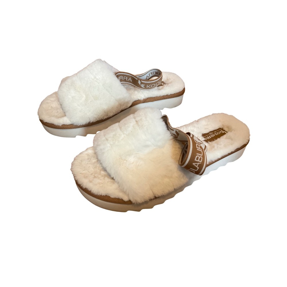 Koolaburra by UGG White Faux Fur Slide Sandals Womens Size 8 Comfortable
